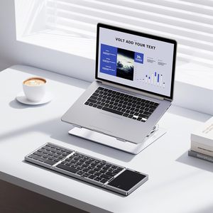 Super slim three-speed folding keyboard rechargeable portable wireless folding keyboard with touchpad for <b>tablets</b> - Product Image 2