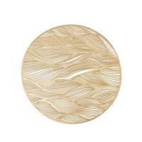 Set de table rond en PVC doré, imperméable, résistant à l'huile, résistant à la chaleur, lavable, pour dîner, mariage, banquet