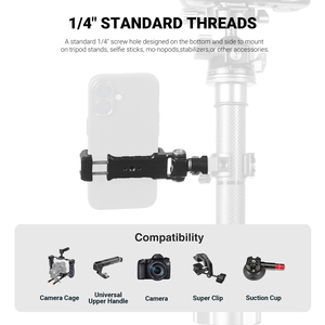 Phone Holder with Dual Cold <strong>Shoe</strong> Mounts Universal Clamp Fit for iPhone <strong>Samsung</strong> Works with DJI Mic LED Video Light Tripod Stand - Product Image 2