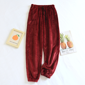 Pantaloni Pigiama da Donna all'Ingrosso Autunno/Inverno, Pantaloni Termici con Coulisse in Flanella per Casa - Product Image 3