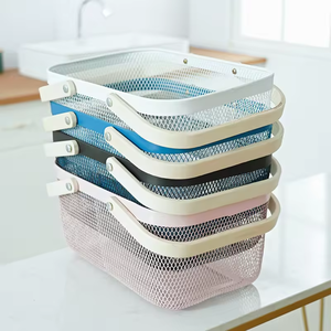 Kesing Big <strong>Square</strong> <strong>Storage</strong> <strong>Basket</strong> with Wood or Bamboo Handle - Product Image 5