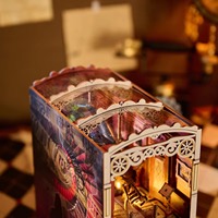 Hamaileon DIY Miniature Maison Kit 3D Puzzle en bois pour maison de poupée Livre Nook Kits pour étagère Décor Style Modèle Jouet