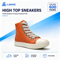 Sepatu Sneakers Platform Tinggi Oranye Custom OEM ODM Pria Wanita Fashion Kulit Kasual