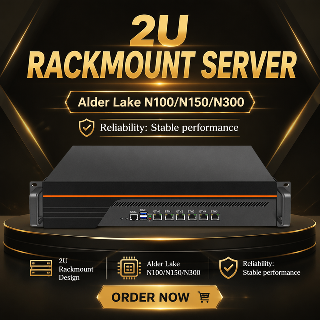 2U Rackmount Server 4*LAN 2.5G N100 N150 DDR5 Network Appliance Edge Gateway Firewall Pfsense Linux Centos