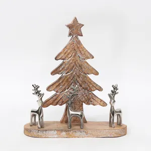 Home Decor Christmas Tree Sculpture for Table Top Decor 2023 New Arrival Wooden Deer Standing Sculpture for Sale