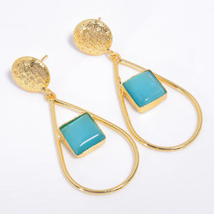 ต่างหูห้อยอัญมณีทองเหลืองชุบทอง14K ทำด้วยมือเครื่องประดับทันสมัยสำหรับผู้หญิงปรับแต่งได้สำหรับงานแต่งงาน - Product Image 4