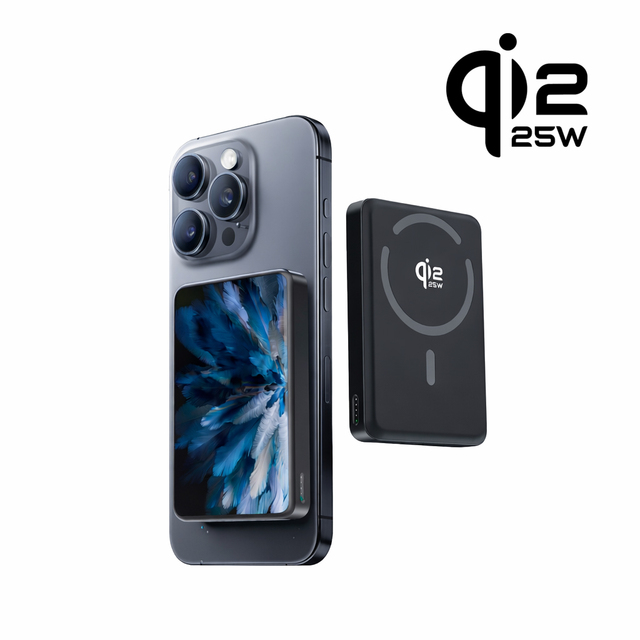 Qi2.2 Certified 25W Tempered Glass Surface Magnetic Wireless Power Bank Fast Charging Semi-Solid Battery 5000 MAh Power Bank