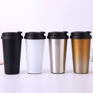 Gobelet isotherme en acier inoxydable XK-133 304, tasse à café avec couvercle, tasse de voyage portable, design droit, couleur blanc, noir, or - Product Image 1