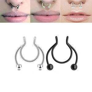 Personnalité de la mode Sexy multicolore non percé sans trou <span class=keywords><strong>faux</strong></span> or argent acier inoxydable nez Piercing <span class=keywords><strong>anneau</strong></span> - Product Image 1