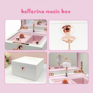 Boîte à bijoux en bois de luxe, blanche brillante, avec ballerine dansante et cadran musical, pour femmes et filles, cadeaux de Noël - Product Image 2