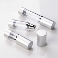 Botella de Crema Airless de 15ml, 30ml, 50ml, Muestra Gratis, Botella de Esencia Plateada Mate, Envío Rápido