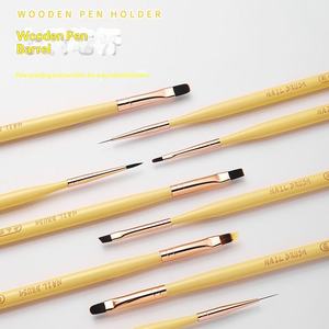 Ensemble de pinceaux à ongles avec manche en bois jaune, pointes en nylon de formes multiples pour manucure en Gel UV, 1/10 pièces - Product Image 4