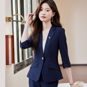Women's Summer Thin Three Quarter Sleeve Suit Jacket Formal Business Office Wear Anti Wrinkle Polyester Fabric - Product Image 2