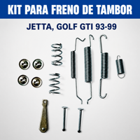 Otomatik Kampana Fren Tamir Takımı KT-004 Jetta Golf GTI 1993-1999 için Yaylar ve Pimlerle Birlikte Fren Pabucu Donanım Kiti