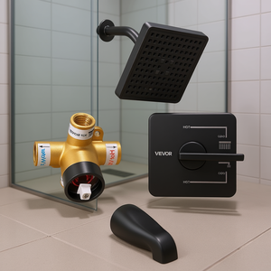 Vevor Grifo de Baño de Acero Inoxidable con Rociador de Lluvia de 6 Pulgadas, Montaje en Cubierta, Kit de Acabado Negro Mate para Bañera - Product Image 2