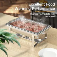 Luxe rechthoekige chafing dish van 8QT food grade roestvrij staal voor bruiloftbuffet, voedselwarmerset, spiegelpolijsten, geschikt voor hotels.