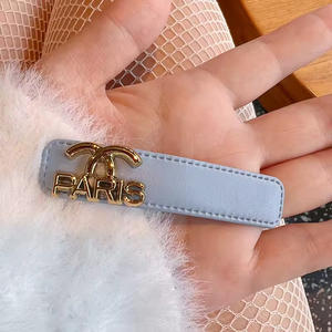 INS Simple Diamond Check Leather Side with Metallic Star <b>Letter</b> Hairpin Side Fringe One-line Clip - Product Image 5