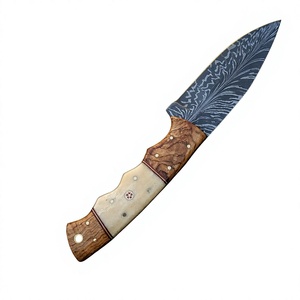 Couteaux de chasse en acier au carbone de qualité industrielle pour l'extérieur, avec manche en bois, motif personnalisé OEM pour le camping et la chasse - Product Image 2