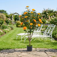 Grandes fleurs artificielles en pot, arbres de camélia artificiels d'intérieur et d'extérieur, bonsaïs de camélias avec fleurs orange, vente en gros