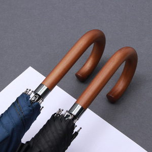 10 Ribs Automatic Solid Wood Curved Handle Golf <b>Umbrella</b> Custom Acceptable - Product Image 4