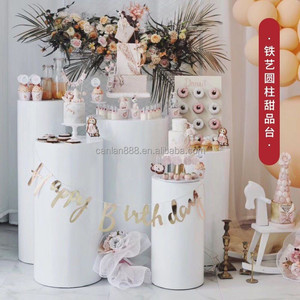 Set da 5 pezzi di oggetti di scena per feste in ferro da Dessert e da tavolo per dolci con piedistallo per tavola rotonda per decorazioni per matrimoni ed <span class=keywords><strong>eventi</strong></span> - Product Image 3