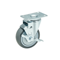 Roulettes pivotantes de 4 pouces avec frein latéral, caoutchouc TPR, silencieuses, roulettes industrielles, OEM personnalisable