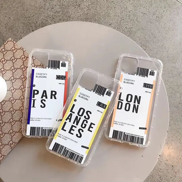 Creative Air Ticket London Paris LA Shockproof TPU Case For Iphone 11 Pro X XS Max XR 7 8 SE 2020 6 6S Plus Cover Air Cushion