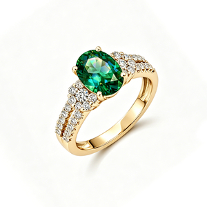 Custom <b>Silver</b>/9K/14K/18K <b>Solid</b> Gold Oval Gemstone Lab Grown VVS-VS Quality Diamond Ring Brilliant Cut Fashion Jewelry - Product Image 1