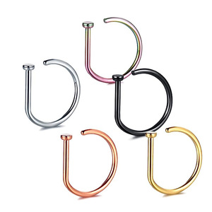 D-Shaped <b>Nose</b> Ring Stainless Steel 18G 20G 8mm 10mm Piercing Jewelry For <b>Nose</b> <b>Studs</b> - Product Image 4