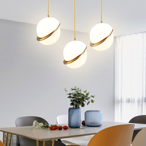 Nordic Minimalist Round Pendant <b>Light</b> Acrylic Lampshade Gold Iron Body LED Chandelier For Living Room <b>Dining</b> Room Bedroom - Product Image 1