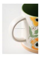 Tasse à café avec fleurs peintes à la main avec design personnalisé, fond Stonebase, tasse en céramique de grande capacité de 500ml 18oz