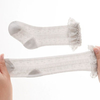 Chaussettes hautes en dentelle pour bébés filles, bas à volants en coton doux pour nourrissons, tout-petits et enfants