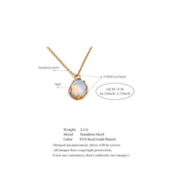 JINYOU 4834 Nouveauté Collier pendentif imitation opale, collier pendentif en acier inoxydable imperméable pour femmes, cadeau de bijoux