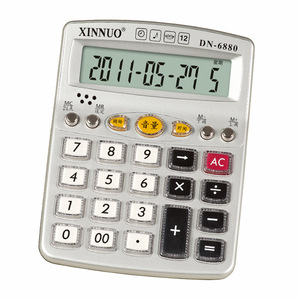 Xinno DN-6880 Voice Calculator 12 <b>Digit</b> Crystal Keyboard With Pronunciation <b>Calendar</b> Function White Desktop Calculator - Product Image 2