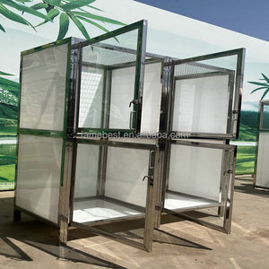 คอกสุนัข304สองชั้นพร้อมกระดุมปิดทำจากกระจกนิรภัยสแตนเลสสตีลหรูหรา - Product Image 6