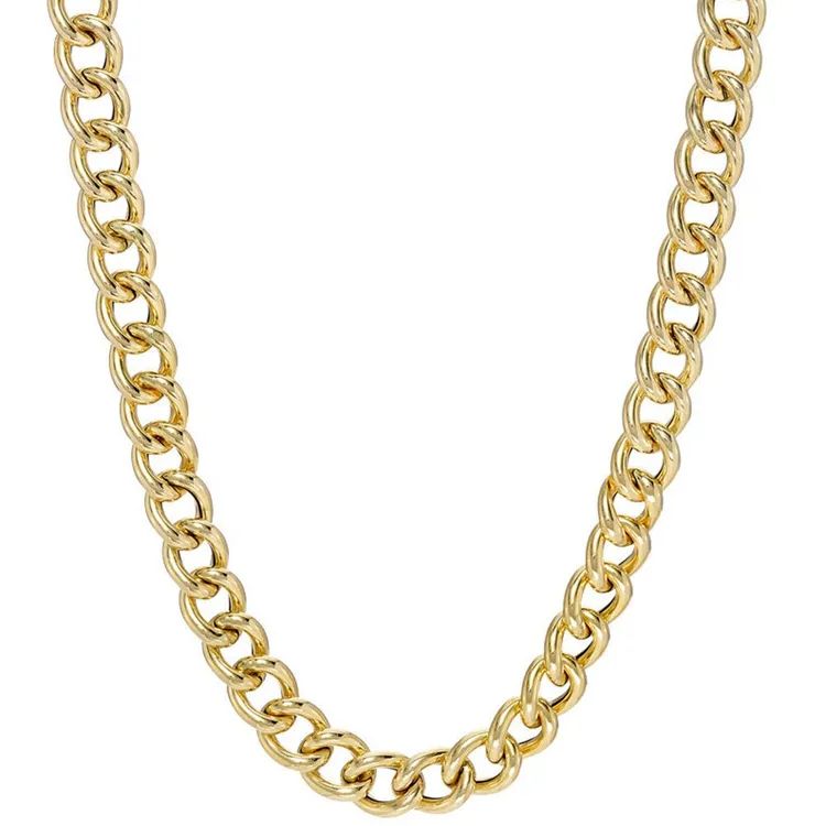 Newly Design 18K Gold Plated Stainless Steel Thick Chain Jewelry Minimalist Chunky Curb Link Chain Necklace for Women