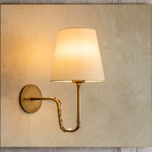 Antique Plated Brass <b>Wall</b> <b>Sconce</b> Linen Shade Polished Metal Lighting Fixture French <b>Wall</b> Lamp for Halloween Calvin - Product Image 2
