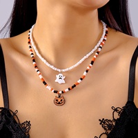 Ensemble de colliers fantaisie Halloween, chat fantôme, style bohème, dessin animé, pendentif créatif et amusant, collier ras du cou, bijoux pour femmes, accessoires de fête 2025