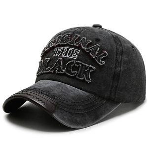 <span class=keywords><strong>Gorra</strong></span> de Béisbol Vintage de Lona Lavada con Bordado de Letras, Visera Precurvada, Estilo Desgastado, Cierre a Presión, para Primavera y Otoño, Deportes al Aire Libre, Protección Solar - Product Image 3