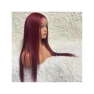 Hochwertige Hot Sale Burgund Red Hd Full Lace Perücke Lace Front Perücke Echthaar für sexy Frauen