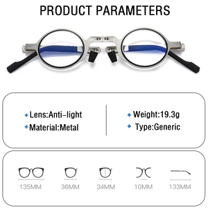Lunettes de lecture pour hommes et femmes, pliables, monture en métal, lunettes presbyopes avec boîte, anti-lumière bleue, lunettes de lecture +1.0 - 4.0 - Product Image 5