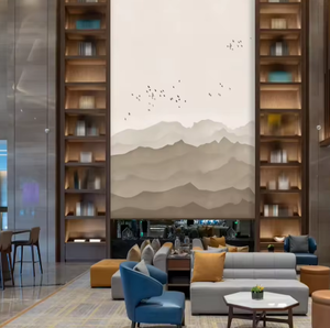 Murale de salon à thème de paysage de <span class=keywords><strong>montagne</strong></span> abstrait très populaire, <span class=keywords><strong>papier</strong></span> <span class=keywords><strong>peint</strong></span> mural minimaliste, décoration murale 3D pour chambre à coucher - Product Image 1