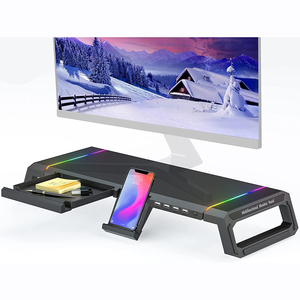 Nhà văn phòng Máy tính để bàn có thể gập lại chơi game đèn máy tính RGB <span class=keywords><strong>Monitor</strong></span> Riser đứng với USB Hub và ngăn kéo - Product Image 1