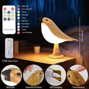 <span class=keywords><strong>Lampe</strong></span> d'oiseau sans fil portable lanterne suspendue détachable lumière d'accent de grain de bois décorative moderne pour l'extérieur carré Flexible - Product Image 5