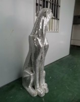 Sculpture d'animal léopard en résine peinte à la main, taille réelle, finition miroir dorée brillante - Décoration de mariage et cadeau