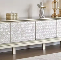 Table basse de salon moderne française, dorée, minimaliste, avec décoration coquillage artistique, pour petit appartement, en bois et marbre, durable, pour la maison