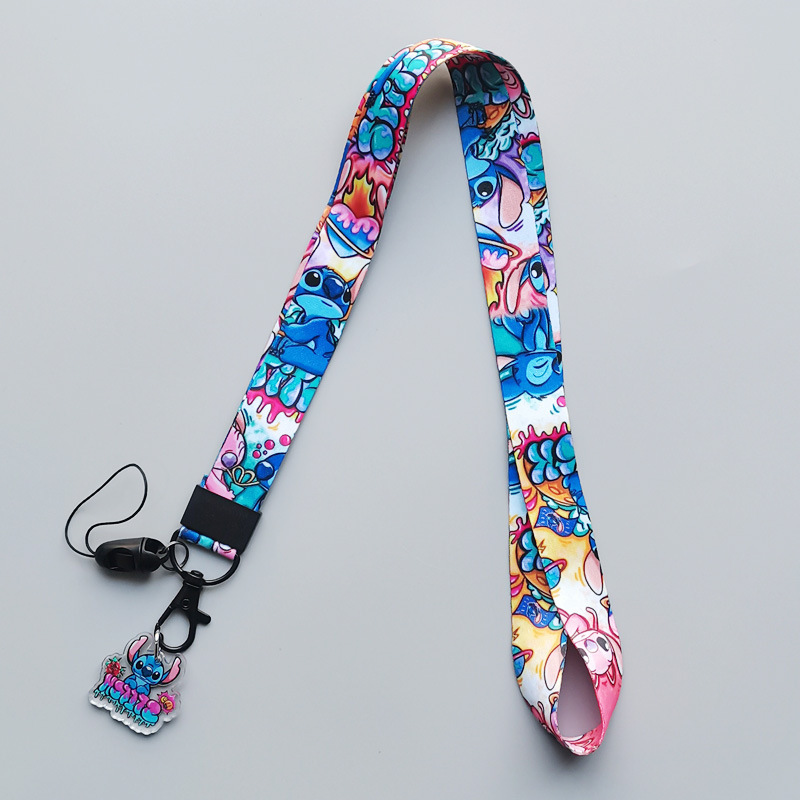 Lovely Cartoon Stitch Lanyards Anti-Lost Card Accessories Lanyard Custom Wholesale Phone Neck Hanging Satin Lanyard Pendant Image 5