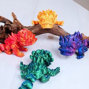 Figurine de danse du lion imprimée en 3D, modèle entièrement articulé, ornement de bureau créatif, cadeau, statue de Kirin et de lion chinois - Product Image 5