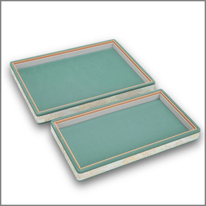 Plateau à bijoux en tissu jacquard vert corail, présentoir de rangement pour bijoux, une seule pièce - Product Image 3