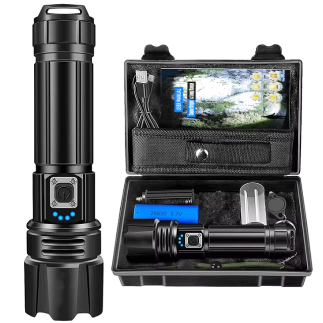 Powerful Ultra Long Range Hand Lantern Light Xhp70 White Tactical Led Rechargeable Flashlights High LumensAluminum Torches